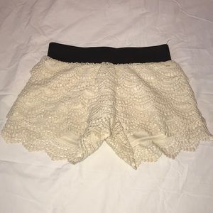 Cream Crochet Shorts